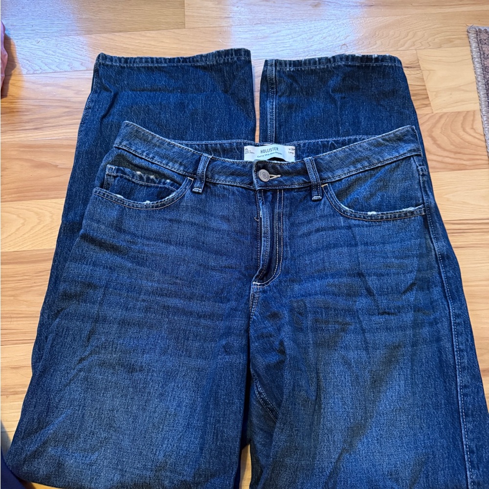 Hollister wide leg dark blue jeans